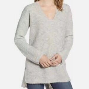Point Sur Gray Alpaca Wool Blend Quiet Luxury Soft Button Back Sweater Size S